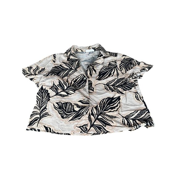 Panama Jack Womens Short Sleeve Button-Down Shirt M Leaf Print Linen/Rayon Blend - Picture 7 of 10